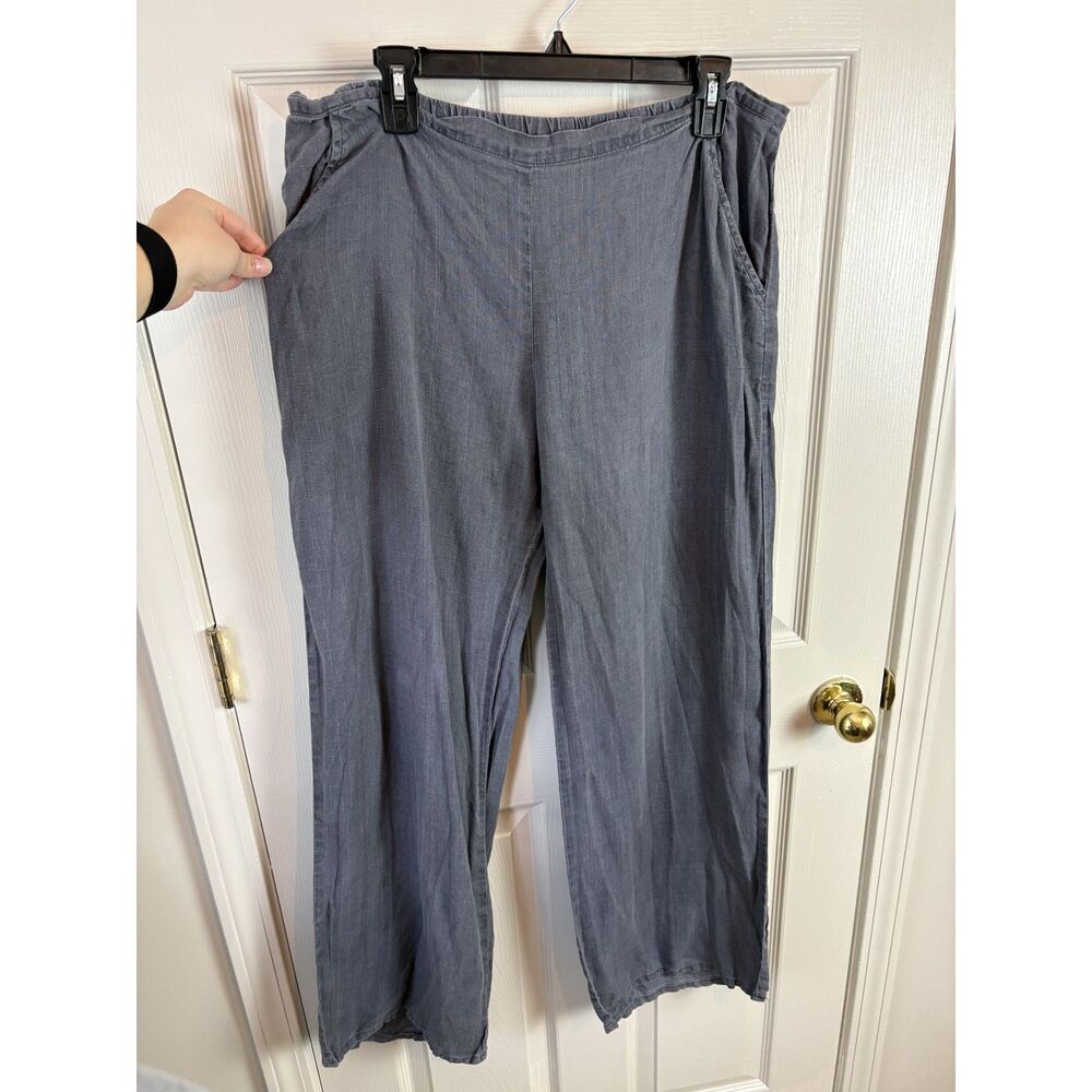 Flax 100% Linen Dark Grey Wide Leg Pants Size Small